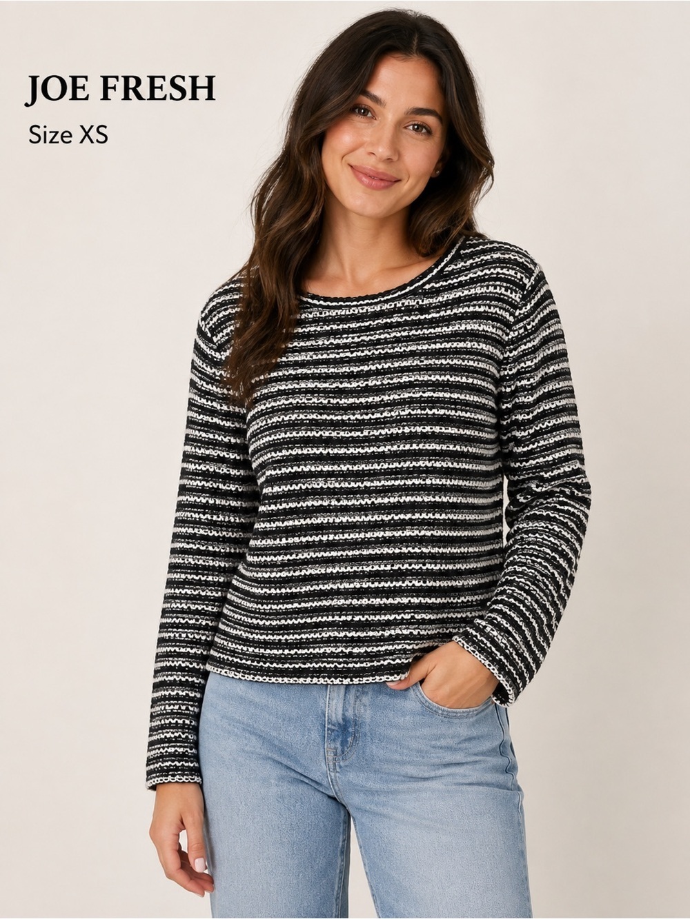 JOE FRESH women black &,white striped sweater /size XS